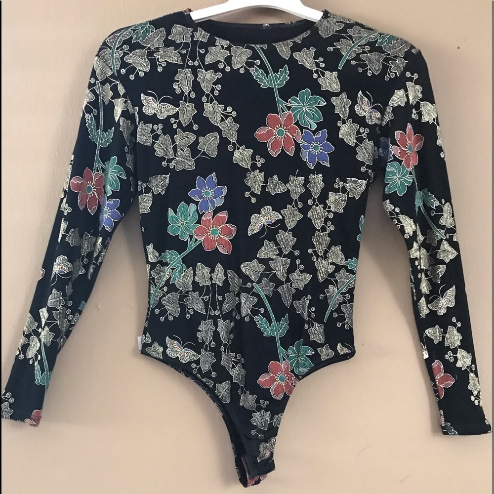 Beautiful Floral Pattern Bodysuit Top